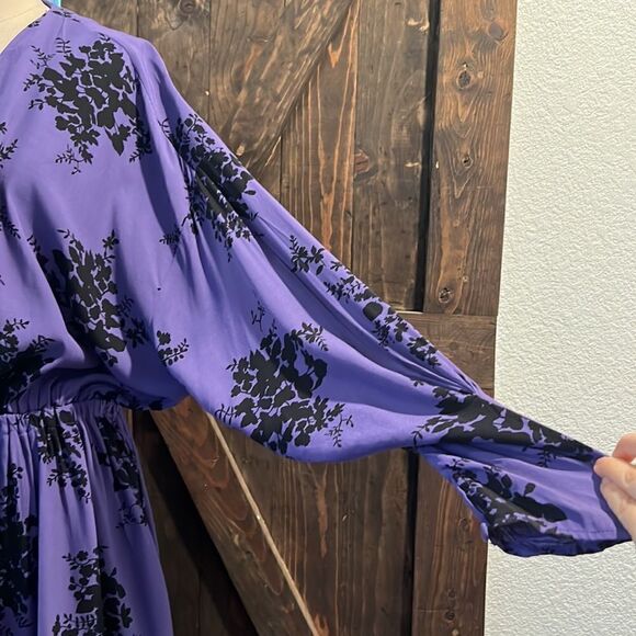 ZARA PURPLE SHORT FLORAL PRINT LOOSE-FITTING PLEATED DETAIL DRESS Sz-Med - Picture 7 of 15